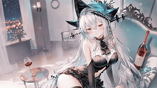 窗边夜色银发少女