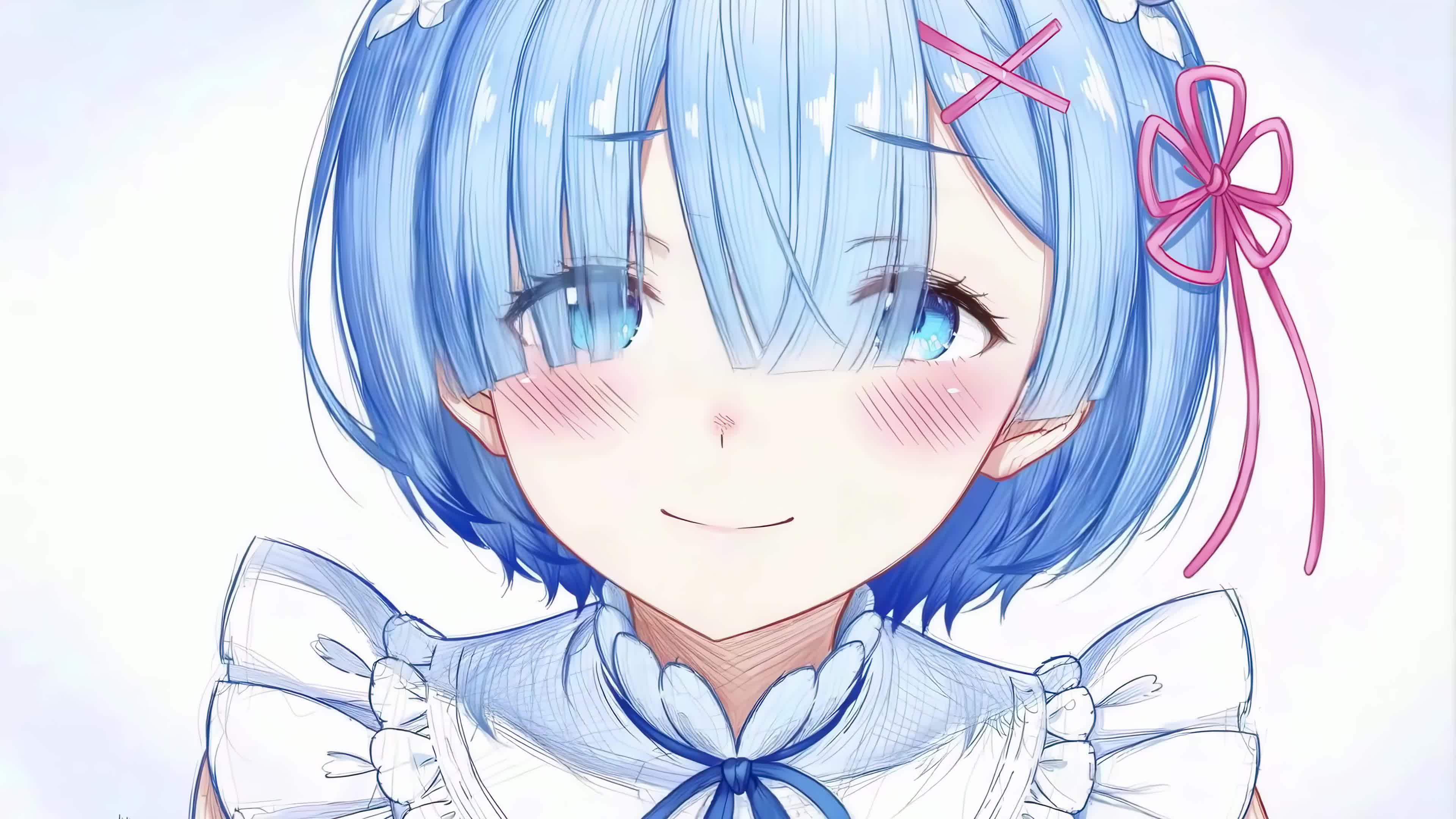 清新蓝发软萌少女