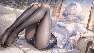 银发少女居家闲坐