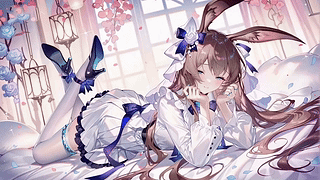 暖阳窗边的兔耳少女