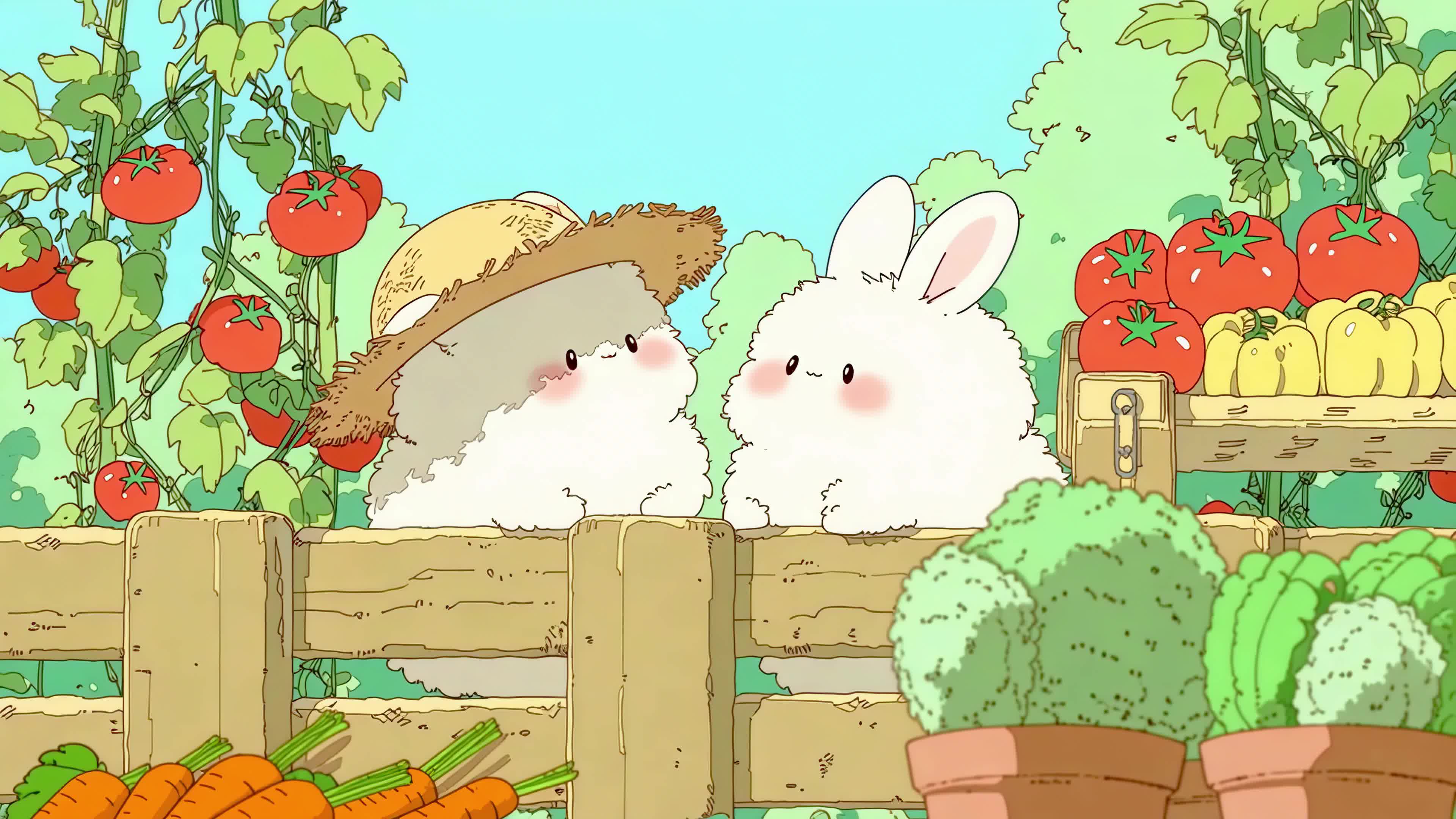 菜园里的软萌小兔子
