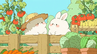 菜园里的软萌小兔子