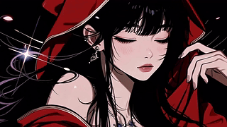 红衣黑发蓝眼少女