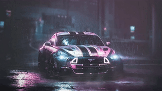夜晚的Ford Mustang Mk6