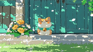 春日暖阳萌猫闲坐