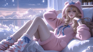 云端卧室的慵懒少女