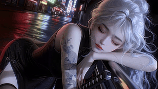 霓虹夜城银发少女