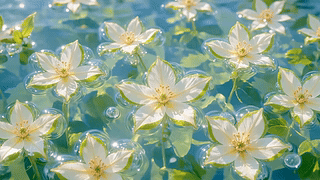 水光浮白花
