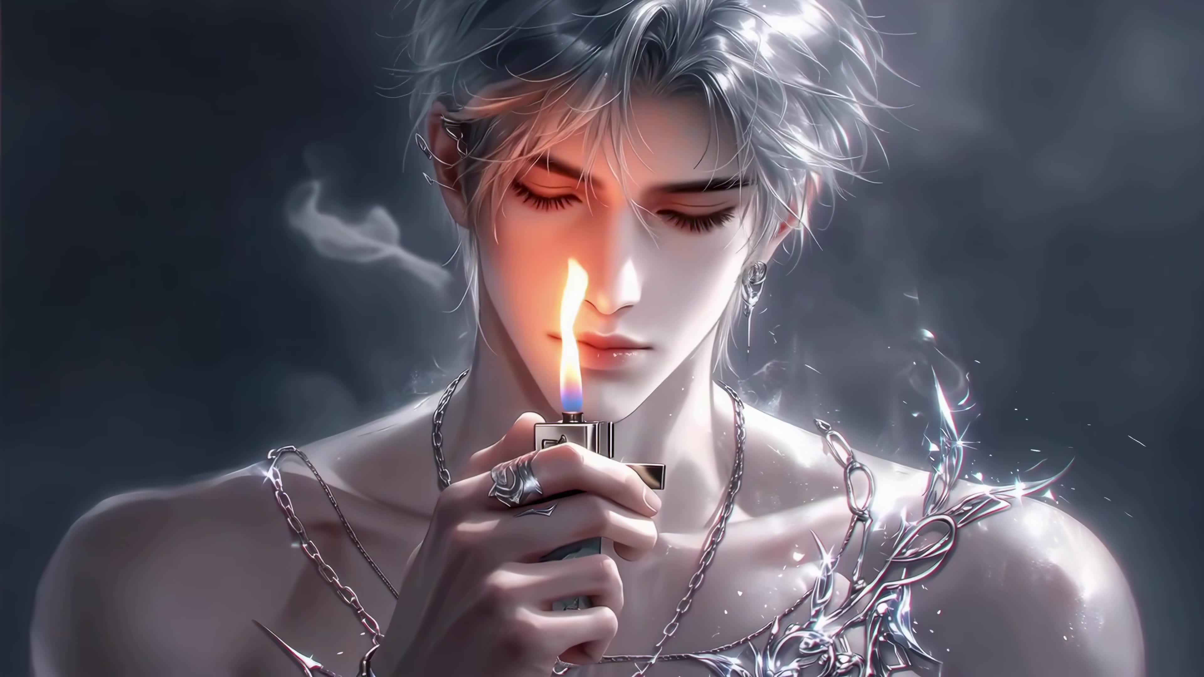 暗夜银发红瞳少年