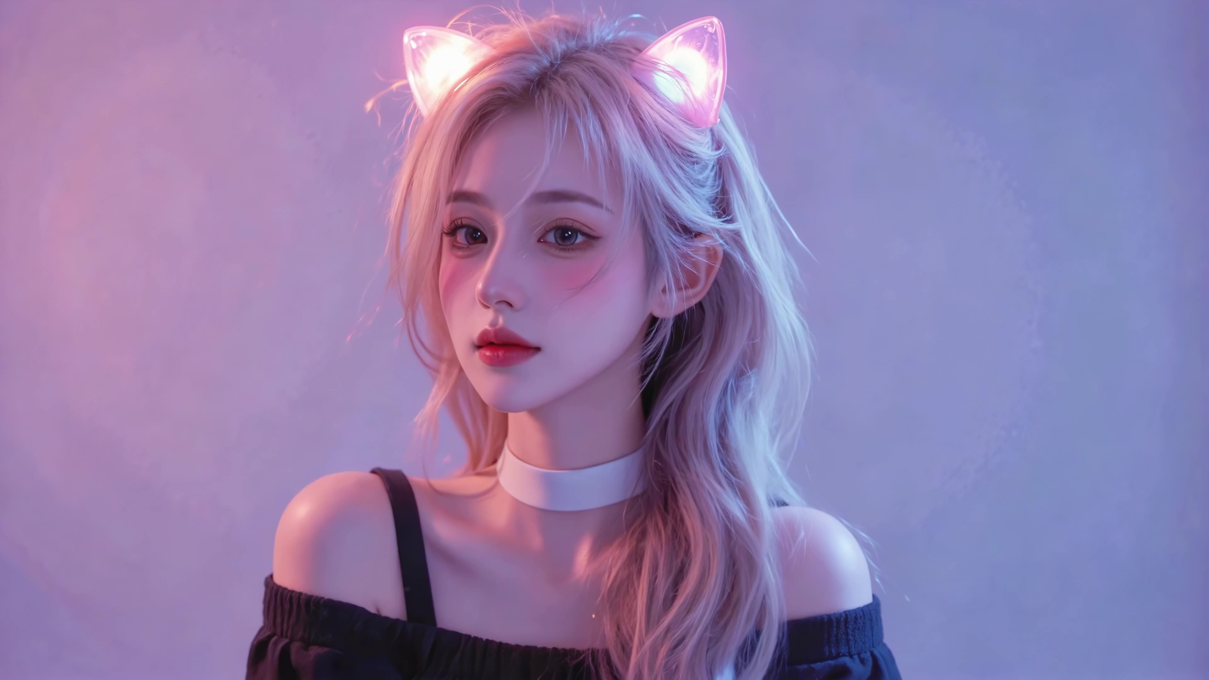 紫调发光猫耳少女