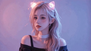 紫调发光猫耳少女