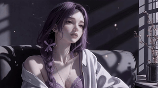 紫发慵懒少女