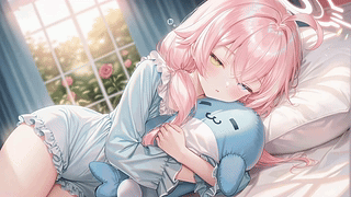 窗边慵懒粉发少女