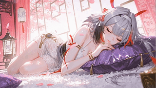 粉樱闺房闲卧少女
