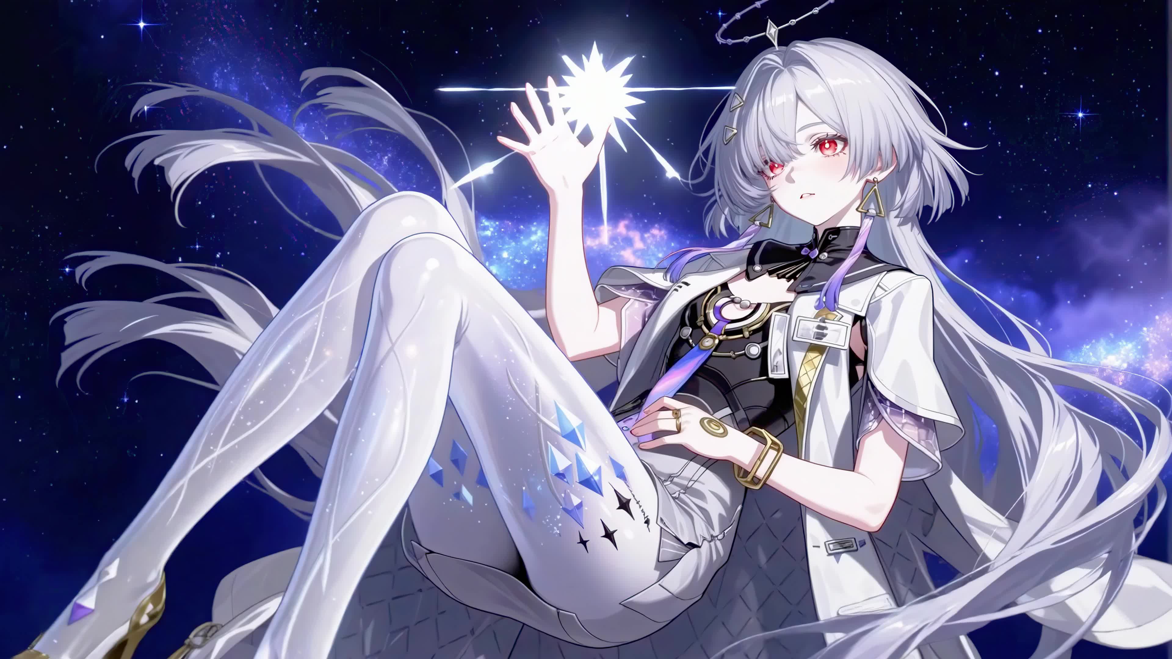 星空下的银发少女