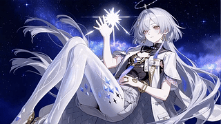 星空下的银发少女