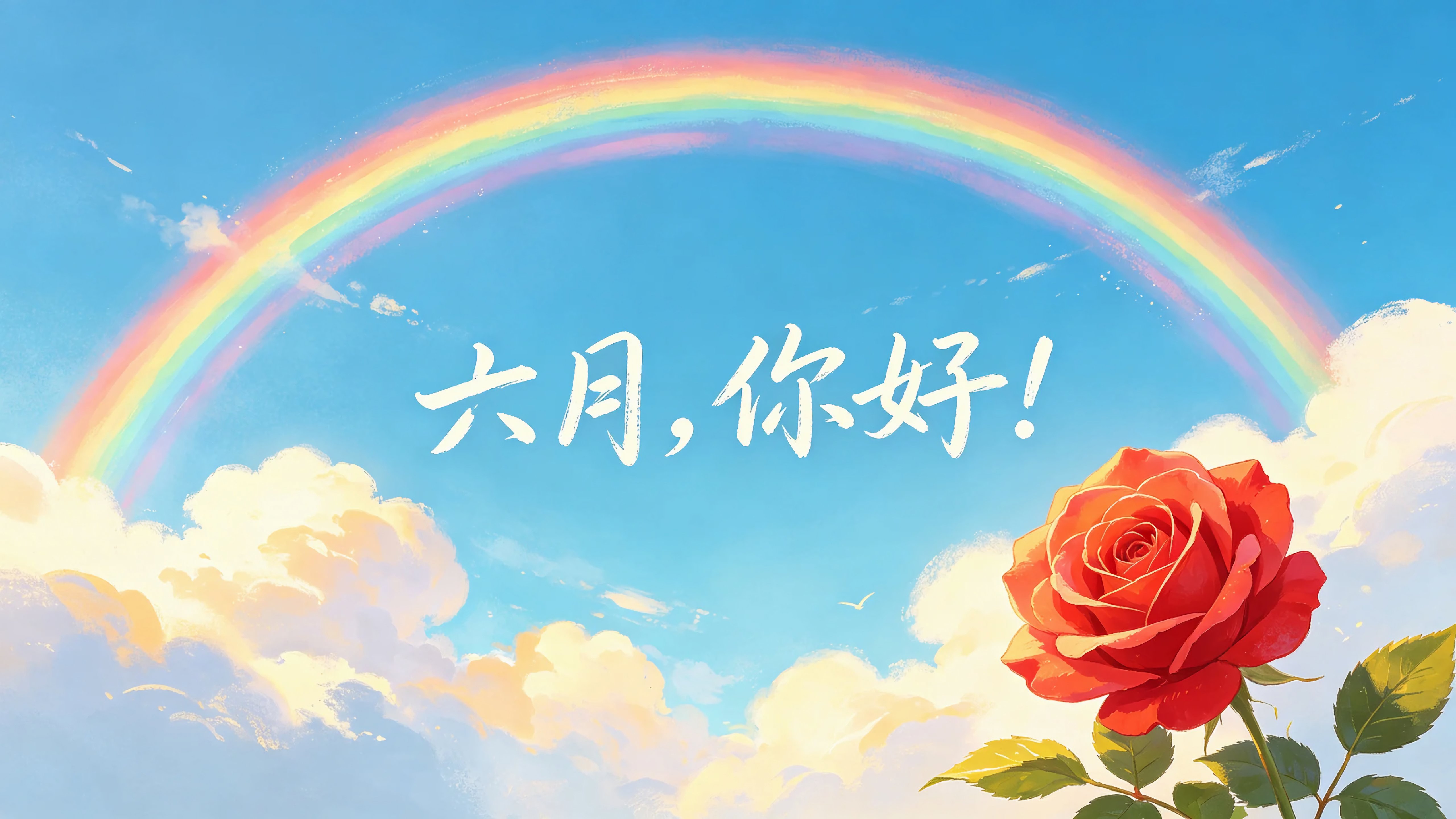 彩虹玫瑰花六月你好