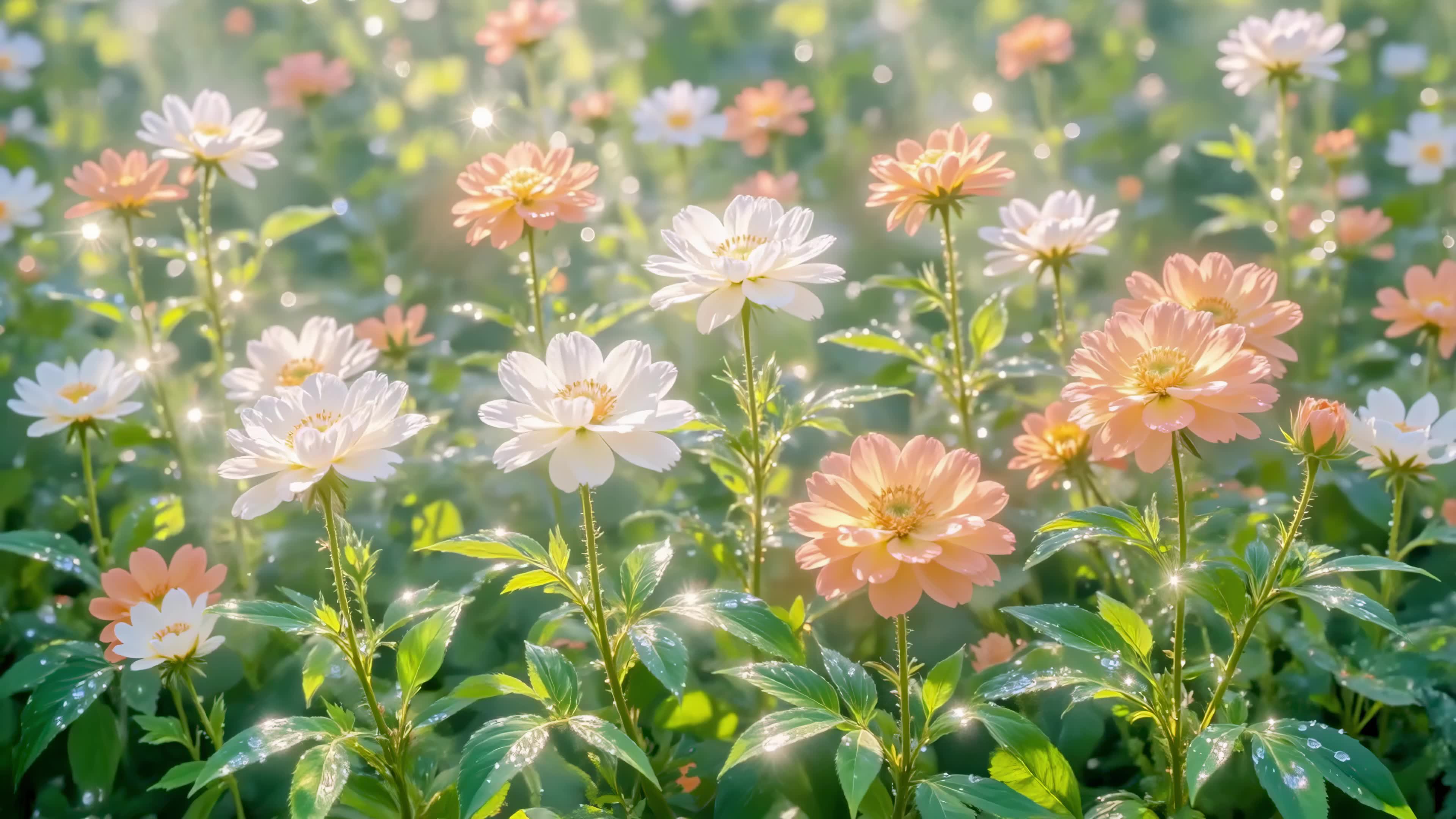 晨光露水花田
