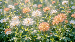晨光露水花田