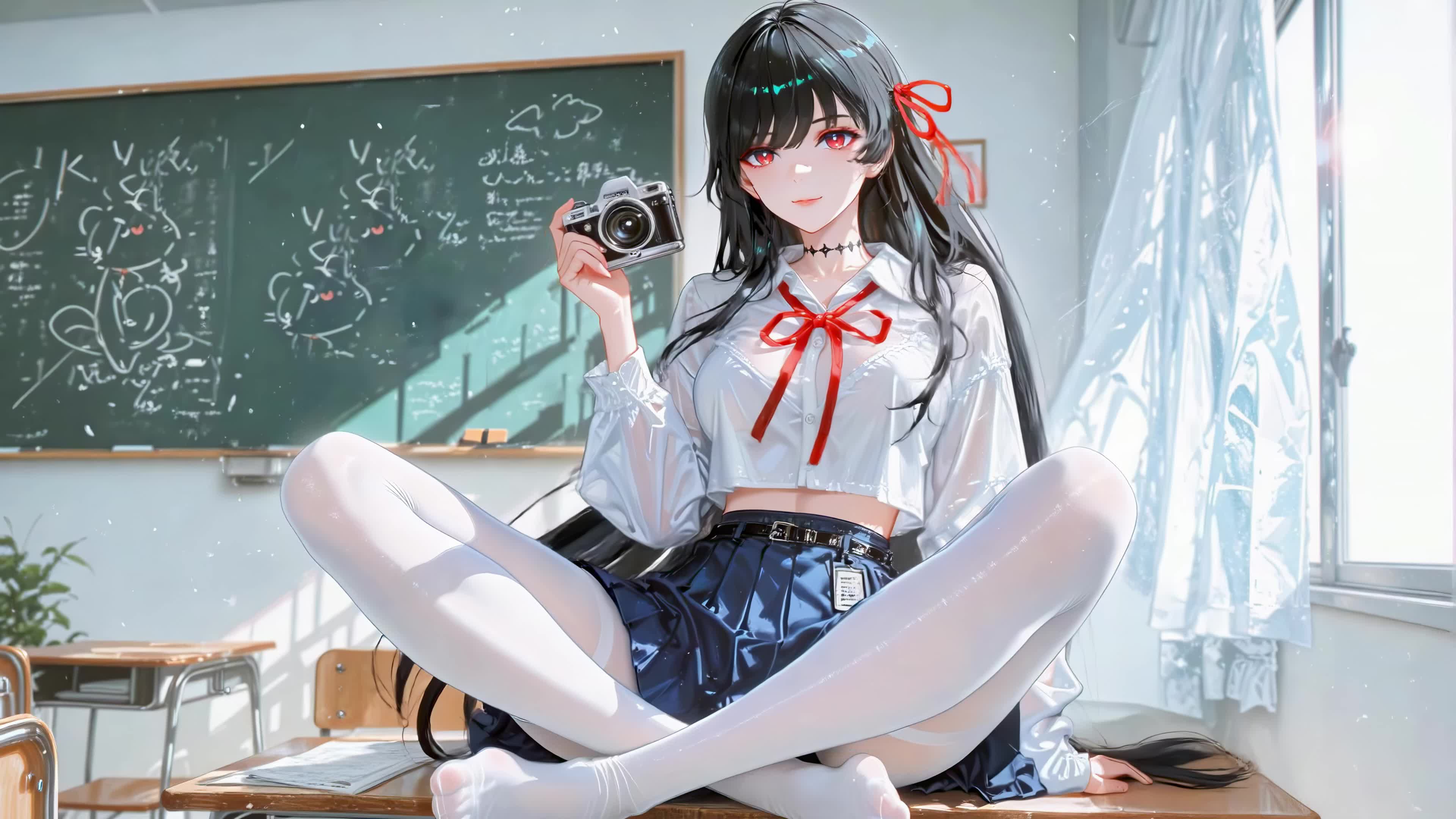 阳光教室的黑发少女