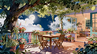 月色繁花露台