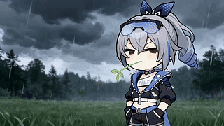雨中草原Q版少女