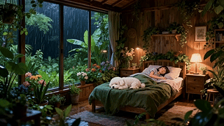 雨夜安睡小木屋