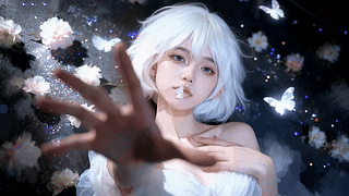 暗夜花蝶白发少女