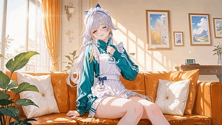 暖阳下的银发少女