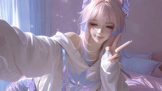 粉发甜系少女自拍