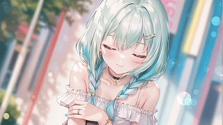 青发粉瞳清新少女