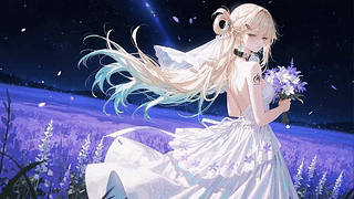 星空花田白裙少女