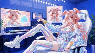 炫彩电竞粉发少女