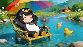 夏日溪边悠闲清凉时光