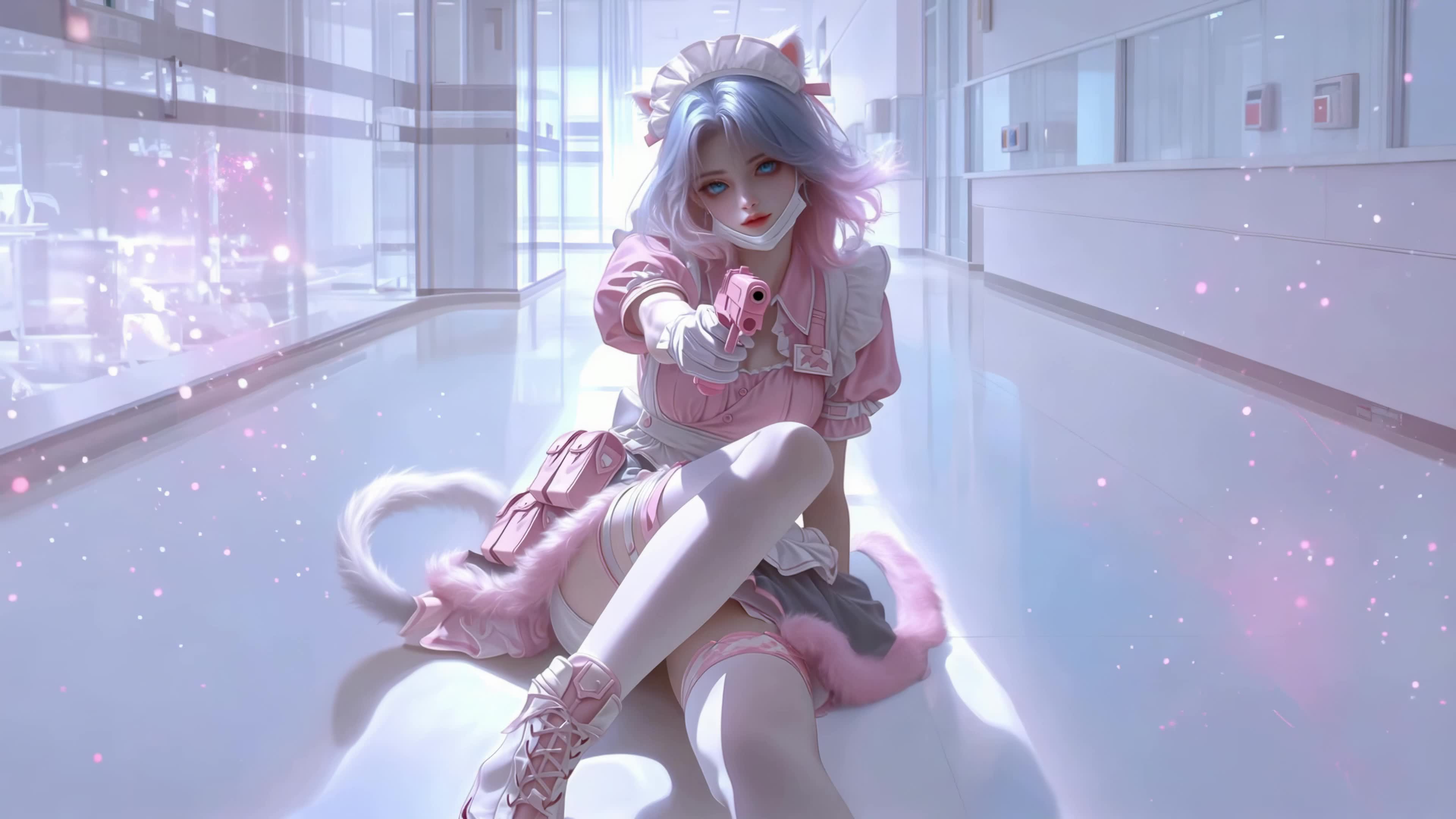 粉系猫耳甜酷女仆