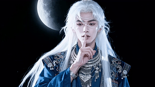 月下白发古风美男