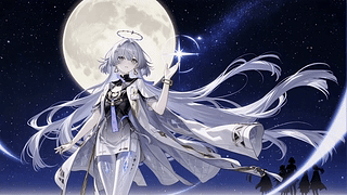 月夜捧星银发少女