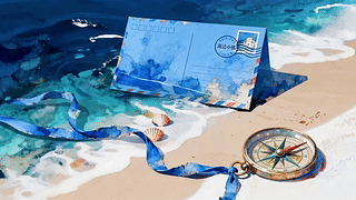 海边浪漫明信片