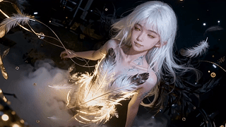 暗夜白羽银发少女