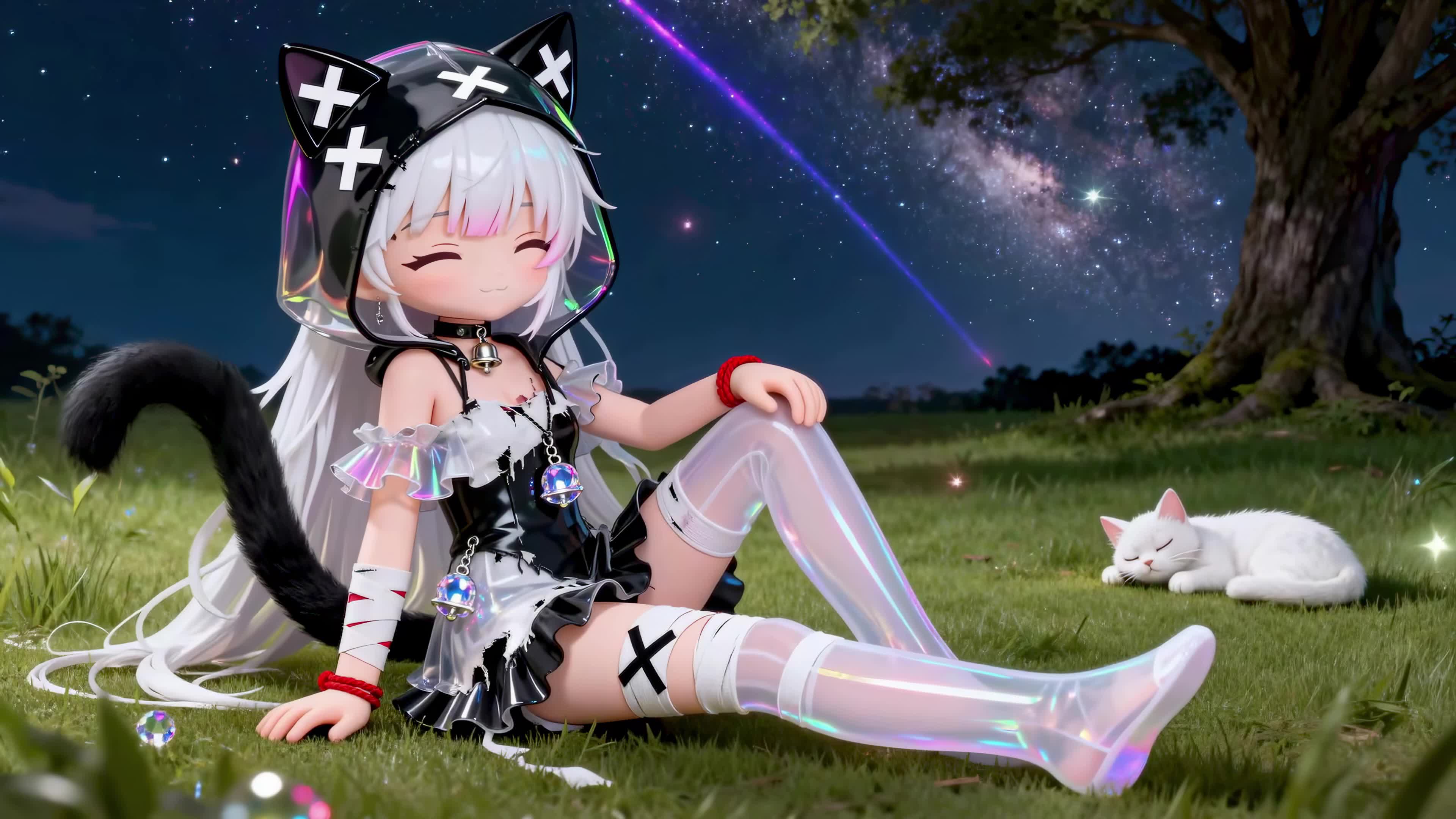 星空草地猫耳少女
