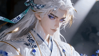 银发紫眸古风美男