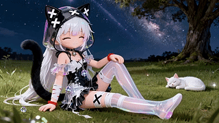 星空草地猫耳少女