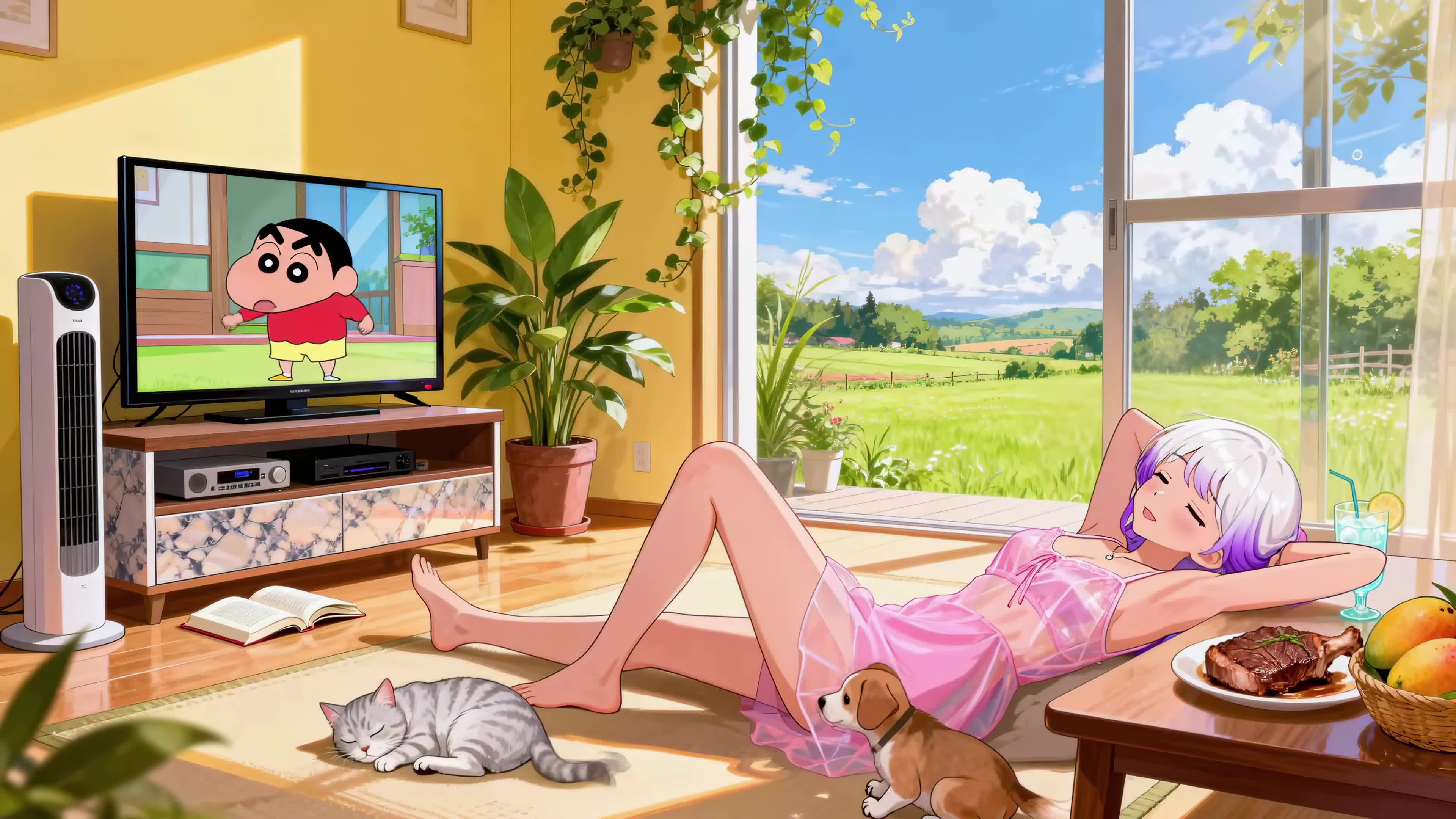 惬意休闲居家少女