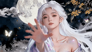 月下白发仙气少女