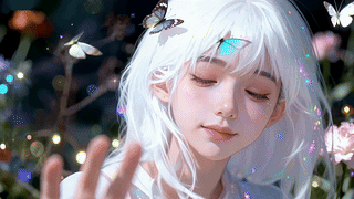 银发蝶舞少女