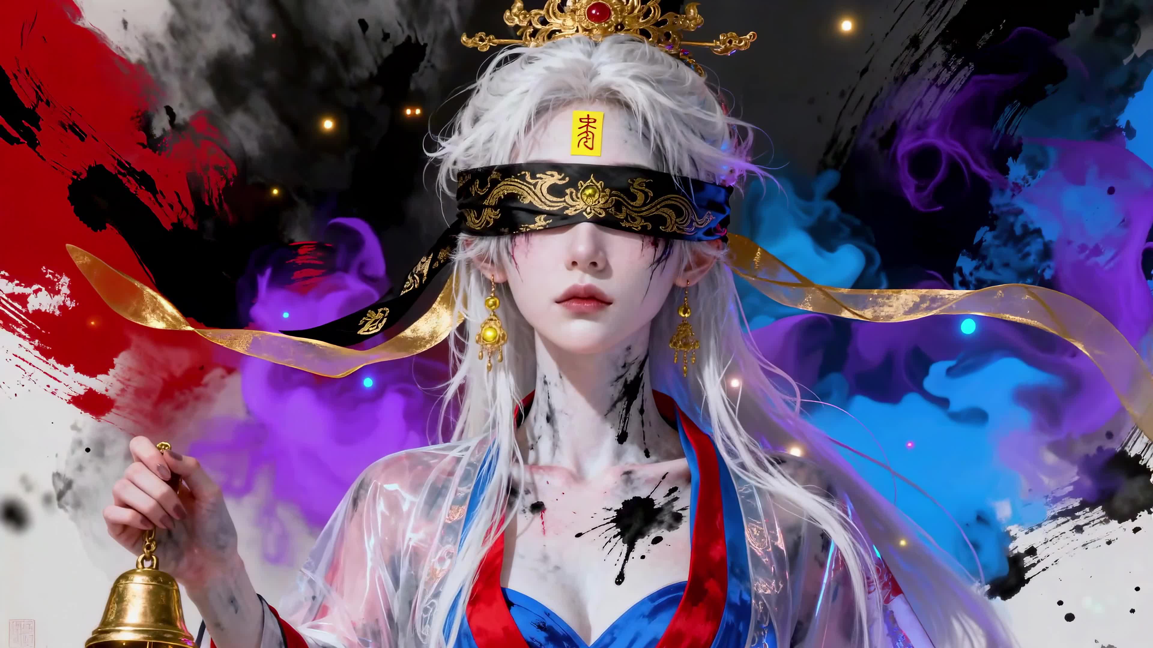 白发蒙眼玄幻国风少女