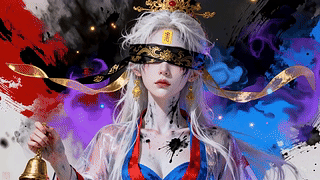 白发蒙眼玄幻国风少女