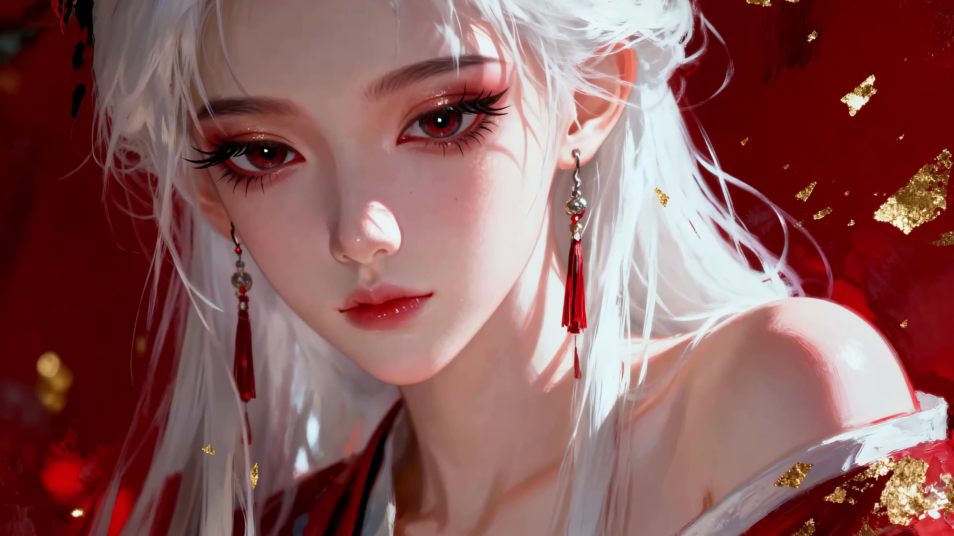 白发红衣美人