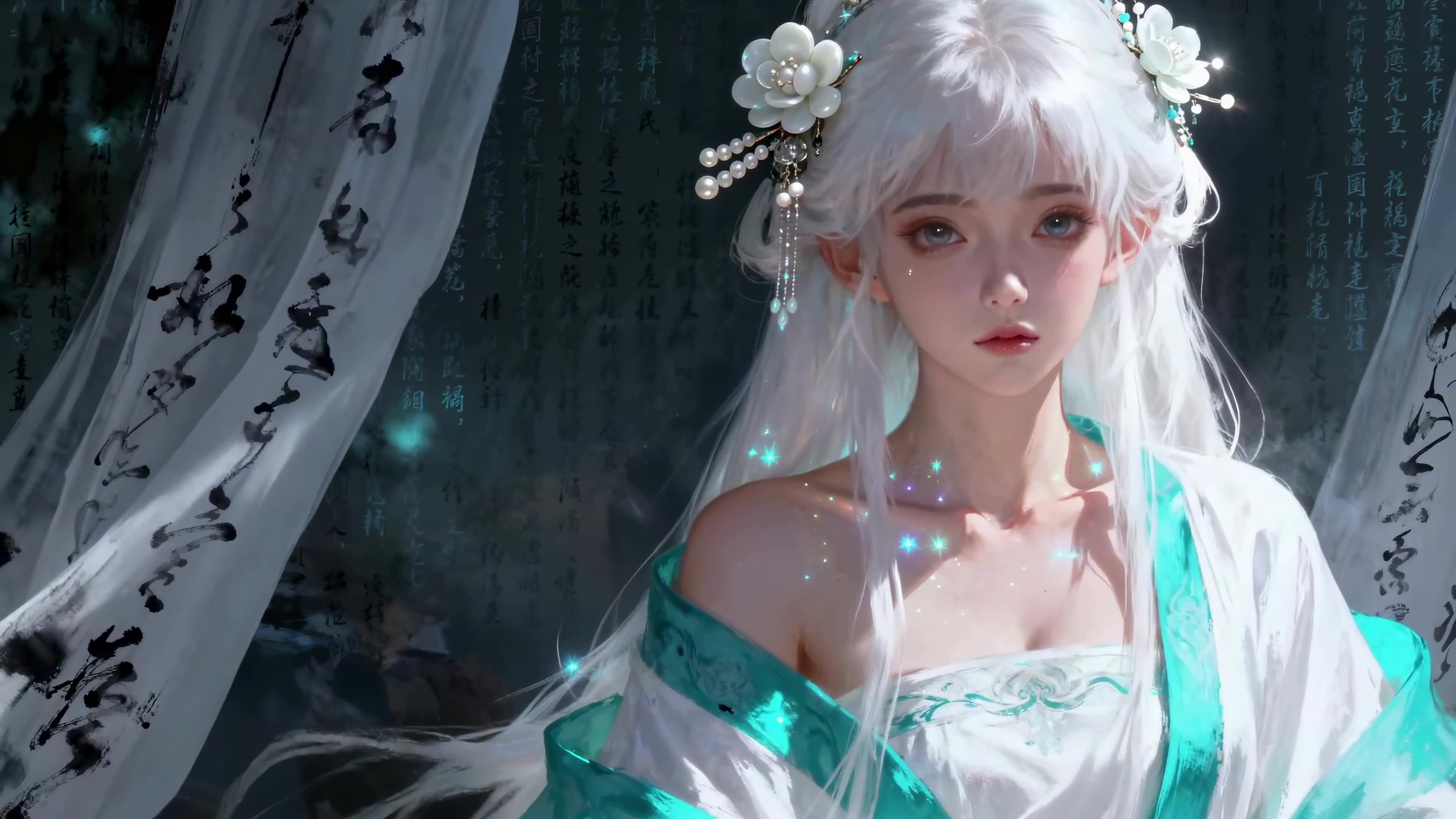 白发青衫古风女子