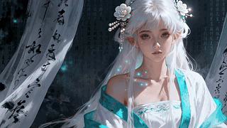 白发青衫古风女子